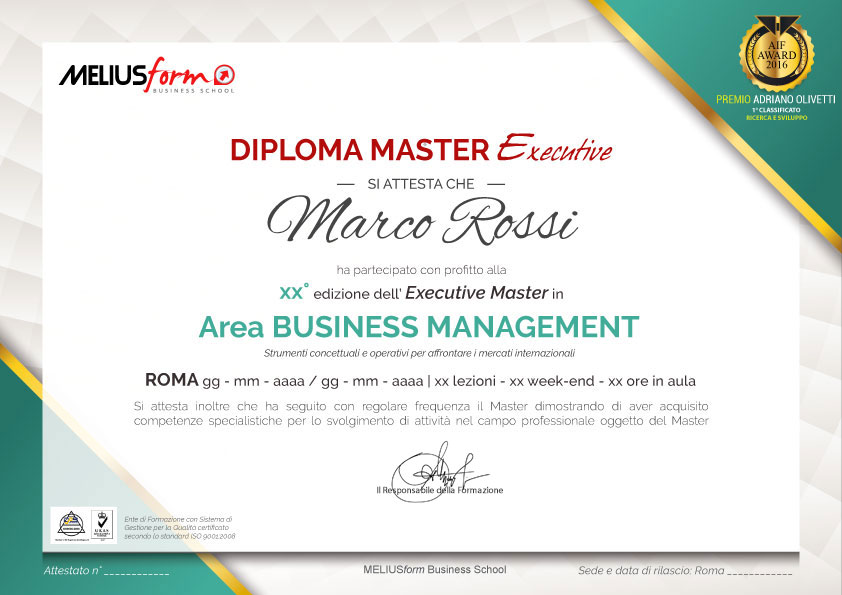 Al termine del Master Management Sanitario, verrà rilasciato il Diploma Master